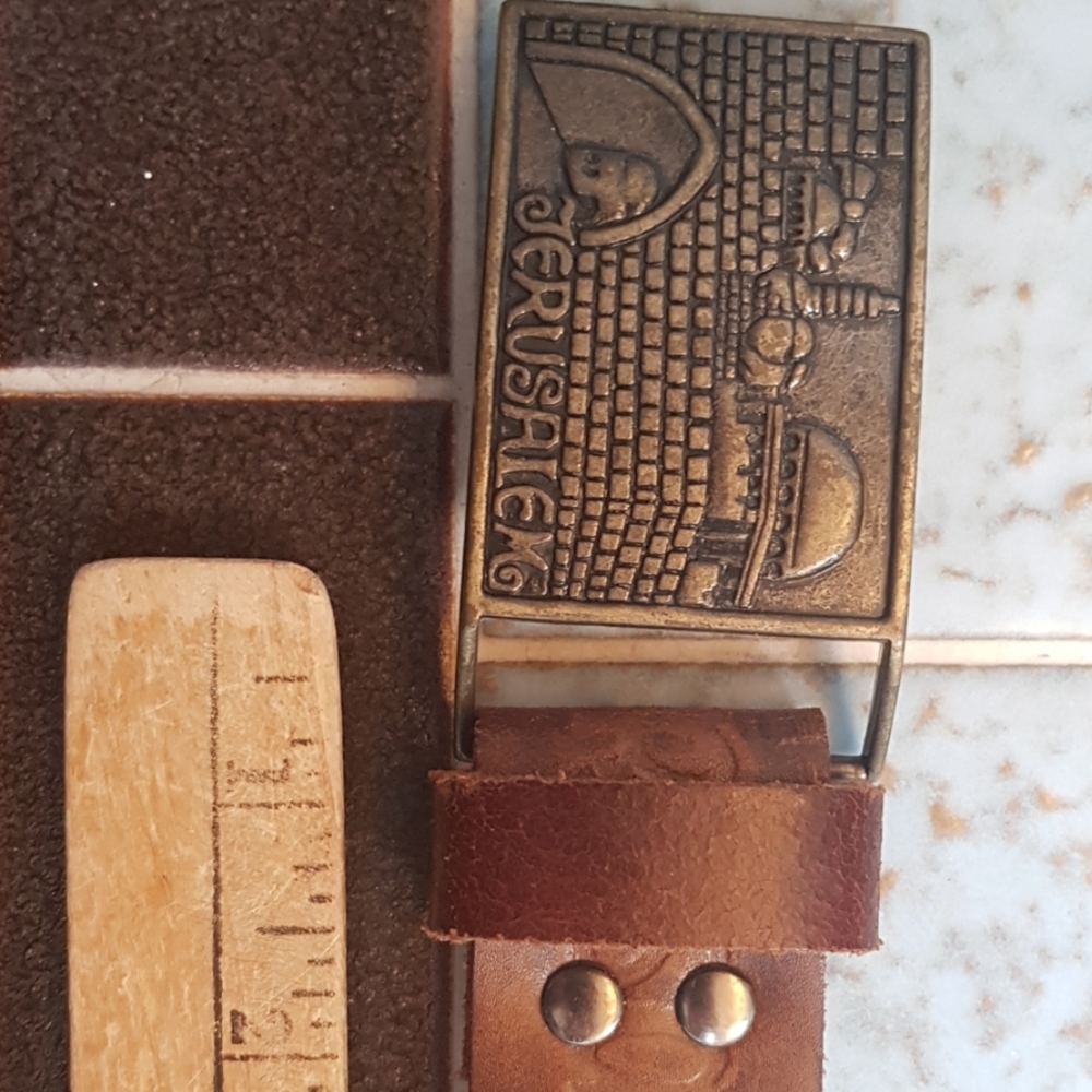 vintage 49.5" long XL Jerusalem leather belt